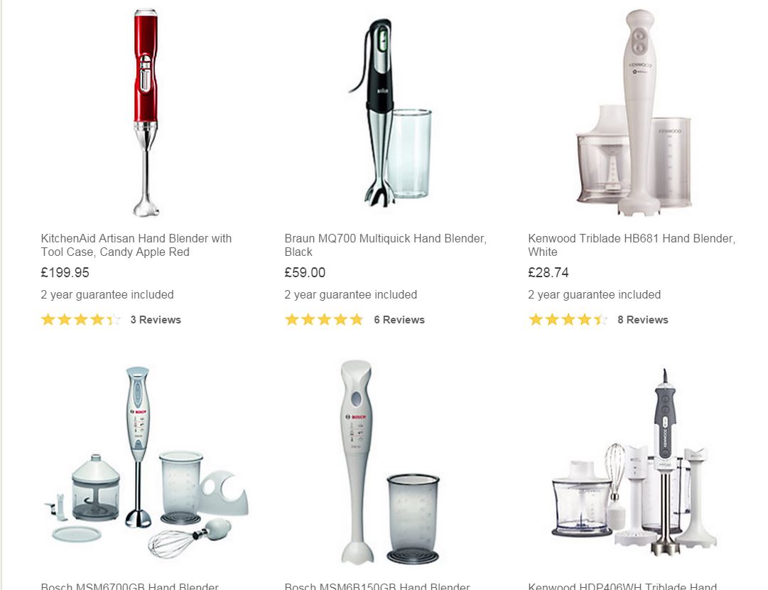 A variety of blenders are available some work better than others. This is a selection from John Lewis