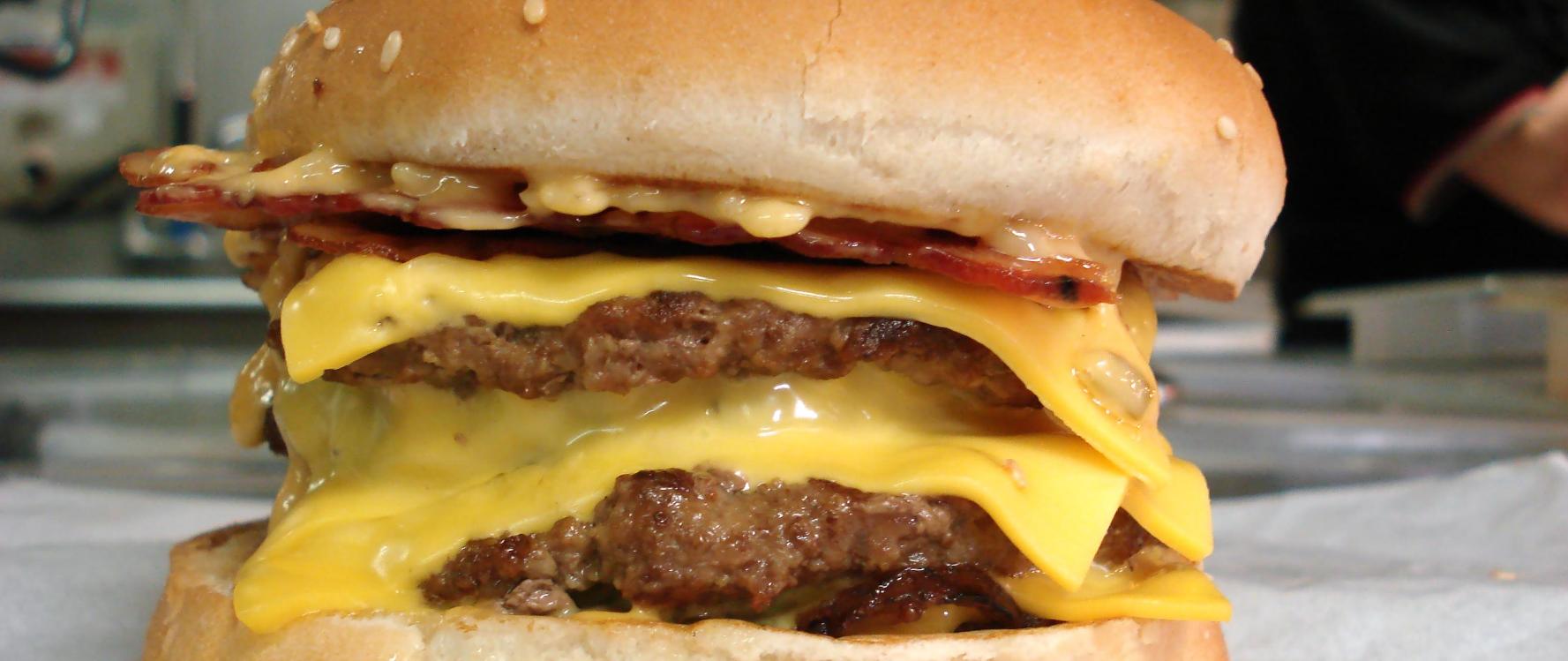Unhealthy processed cheese burger